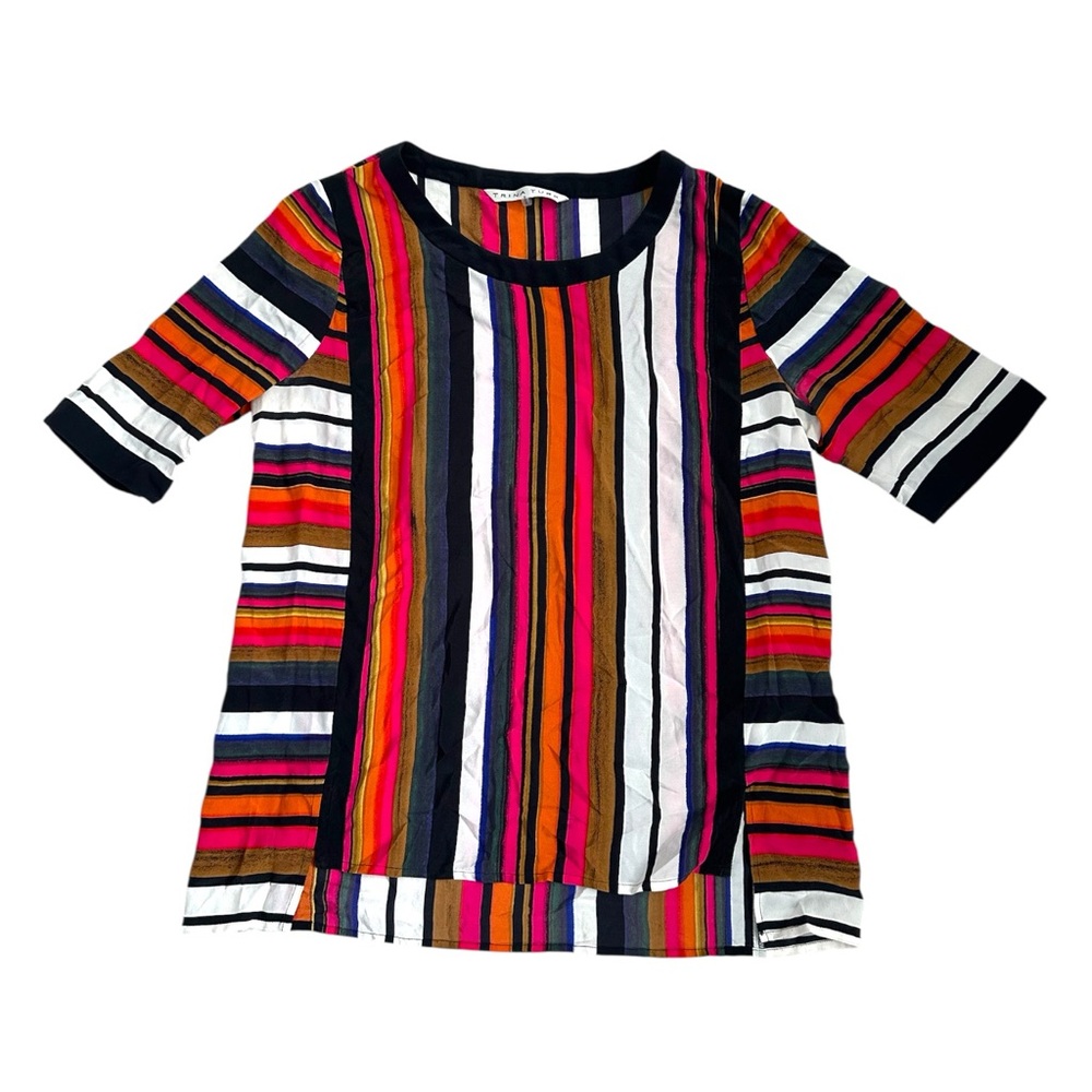 Trina Turk Multicolor Stripe Silk Top